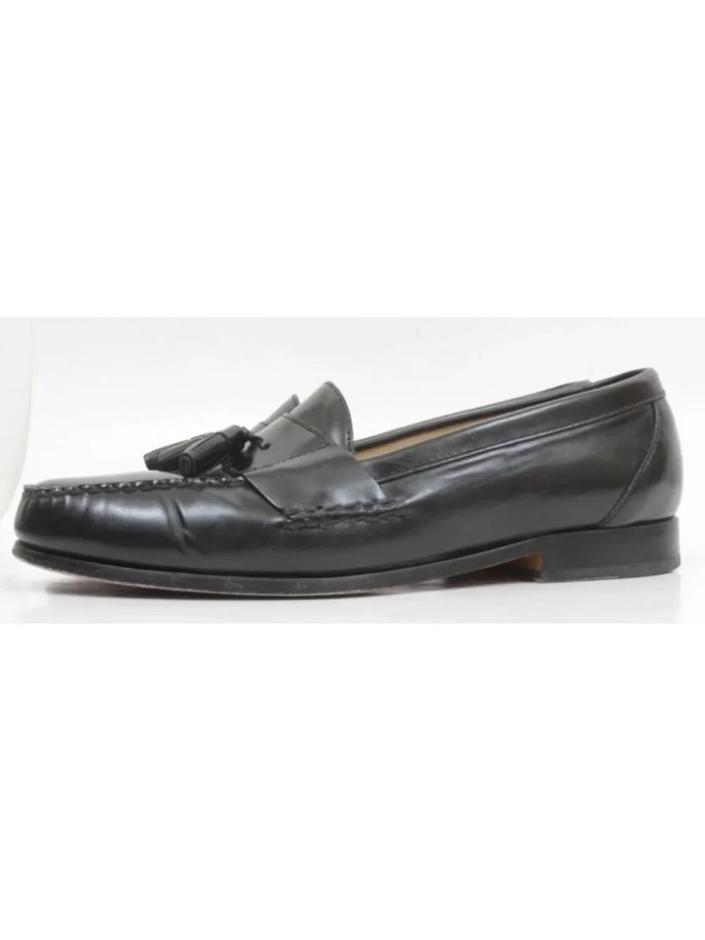 Bass Harrison II Mens 10.5EE Black Leather Tassle Preppy Old Money Shoes Loafers